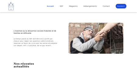 Image de la partie d'accueil de mon projet client SEF.