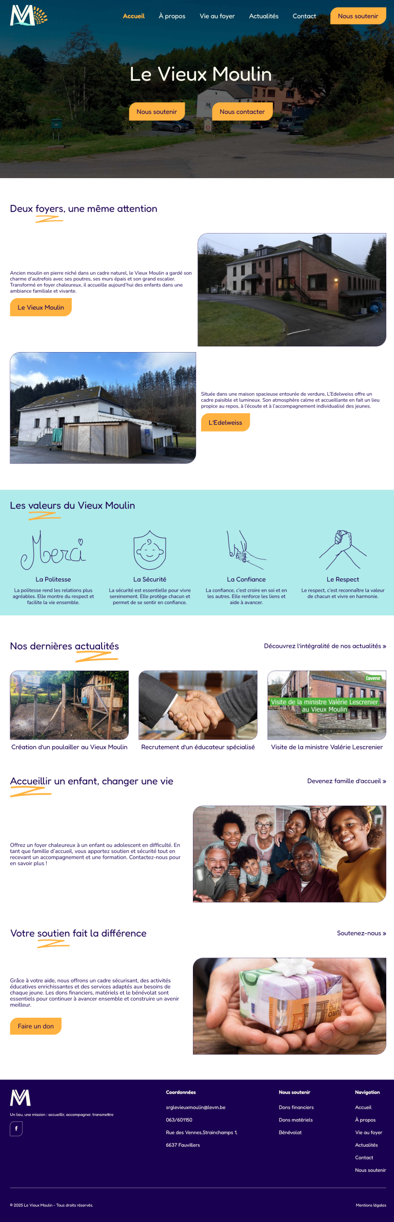 Image complète de la page d'accueil du site